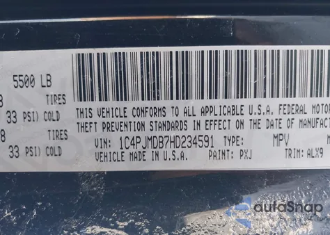 2017 Jeep Cherokee Limited 4X4 z USA, uszkodzony, nr VIN 1C4PJMDB7HD234591